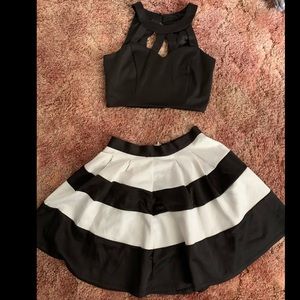Black Crop top & Skater skirt